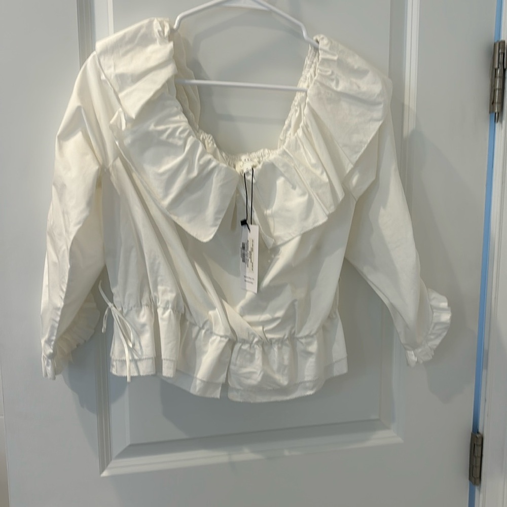 Sundays ruffle white blouse